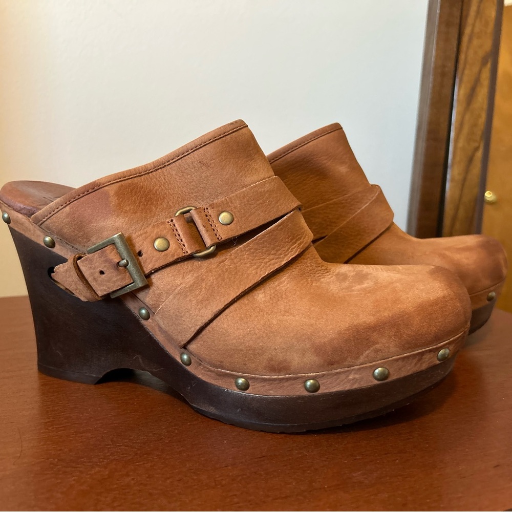 UGG Tan Suede Mules with Buckle